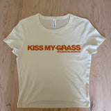 KISS MY GRASS Cropped Tee (orange/cream)